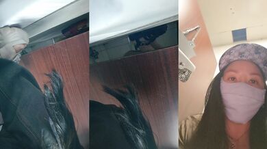 最真实的厕拍，真有这种骚女躲在公共厕所直播给狼友偷拍隔壁女人上厕所啊，自己摸逼逼尿尿给狼友看精彩刺激